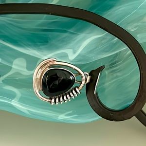 Sterling silver heavy onyx pendant
